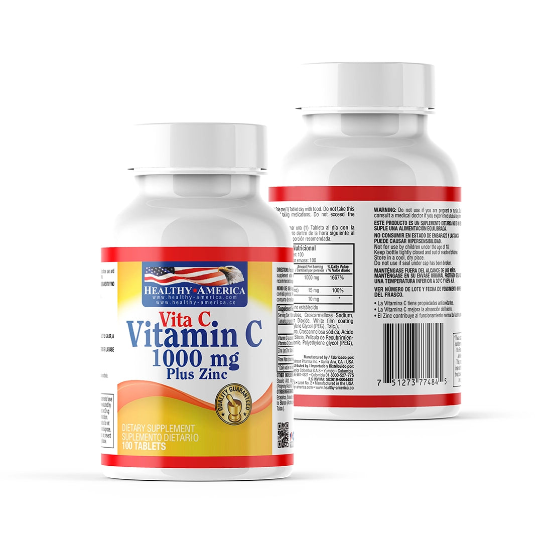 Vitamina C 1000 mg + Zinc y Escaramujo
