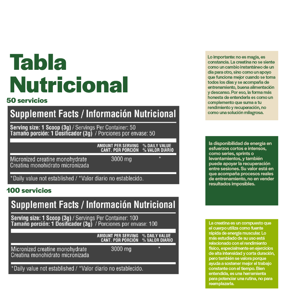 Creatina Monohidratada Pura – Sin Sabor